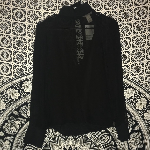 H&M Tops - High neck black sheer blouse from H&M